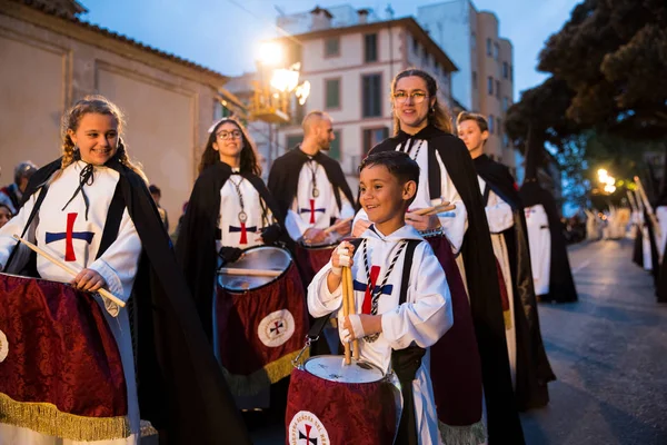 Palma Espagne Avril 2019 Procession Jeudi Saint Des Pénitents Fraternité — Photo