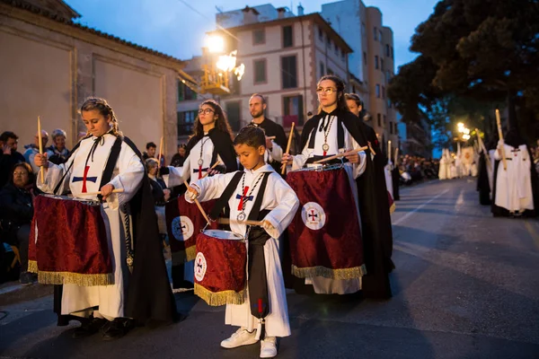 Palma Espanha Abril 2019 Procissão Quinta Feira Santa Penitentes Irmandade — Fotografia de Stock