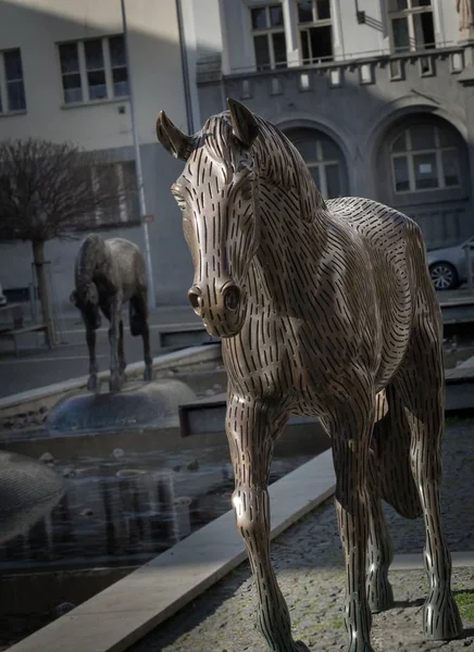 Gruppo scultoreo di cavalli a Dejvice, Praga — Foto Stock