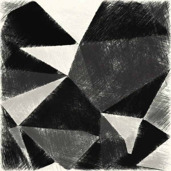Schwarz Weißes Polygonmuster Mit Rauen Texturhintergründen — Stockfoto