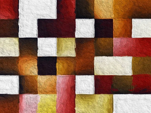 色鮮やかな正方形の模様とざらざらした質感の背景 — ストック写真
