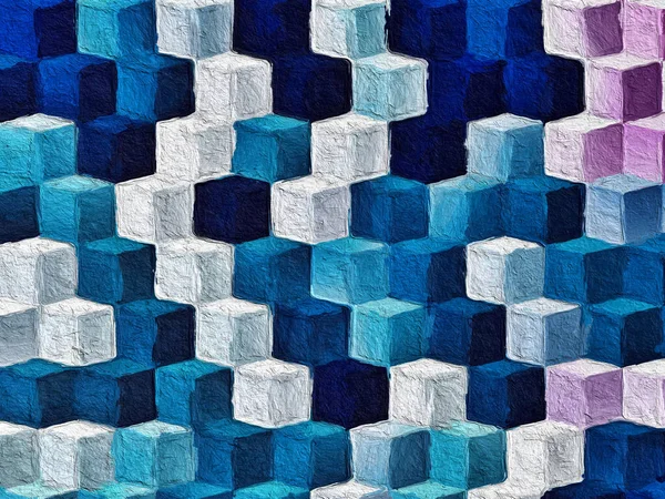 Cubi Blu Viola Quadrati Modello Con Sfondo Texture Ruvida — Foto Stock