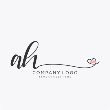 AH Initial handwriting logo design with circle. Beautyful design handwritten logo for fashion, team, wedding, luxury logo. clipart
