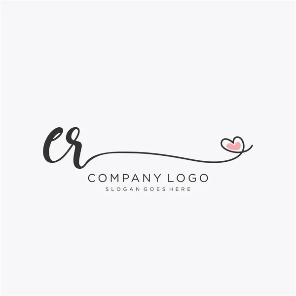 Initial Handwriting Logo Design Circle Beautyful Design Handwritten Logo Fashion — 스톡 벡터