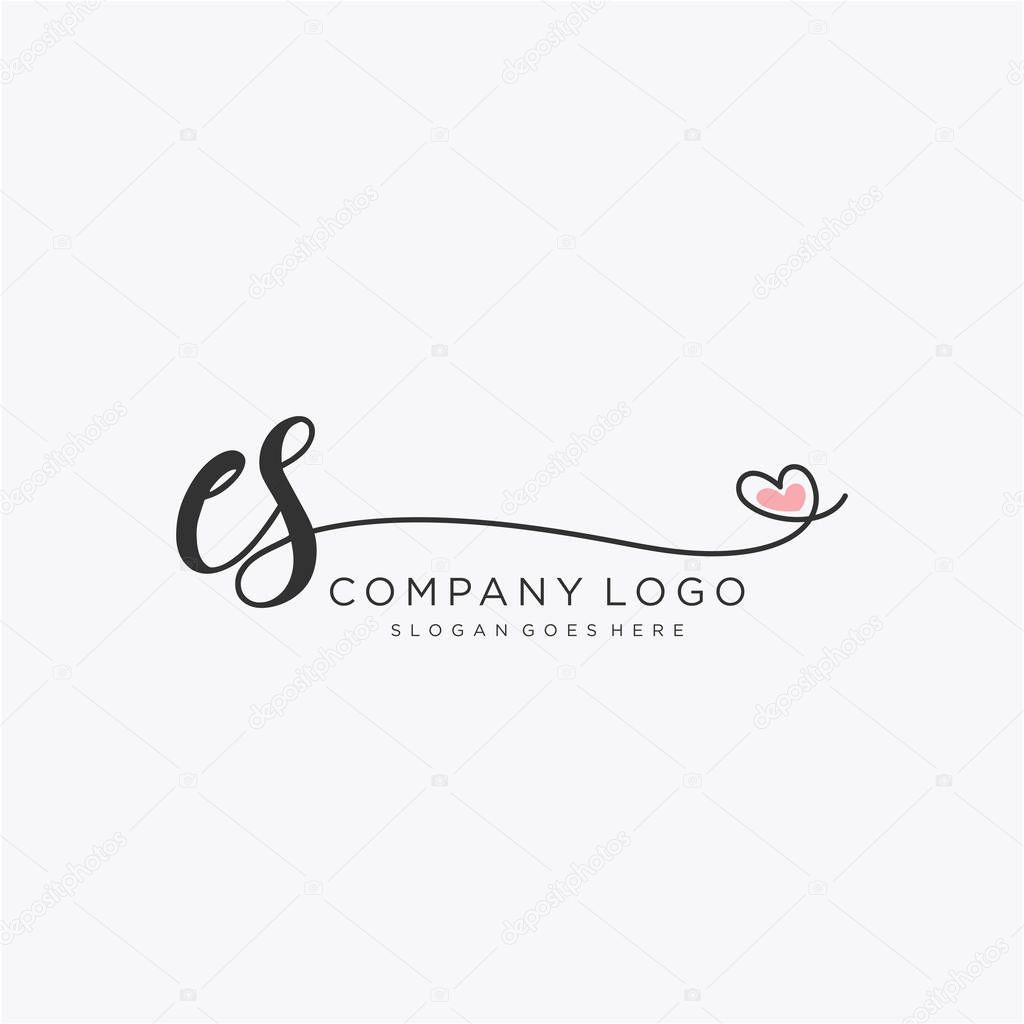 ES Initial handwriting logo design with circle. Beautyful design handwritten logo for fashion, team, wedding, luxury logo.
