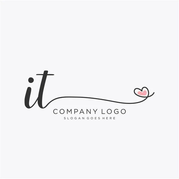 IT Initial handwriting logo design with circle. Beautyful design handwritten logo for fashion, team, wedding, luxury logo.