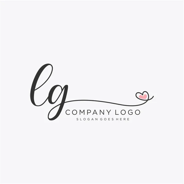 Initial Handwriting Logo Design Circle Beautyful Design Handwritten Logo Fashion — Stock Vector