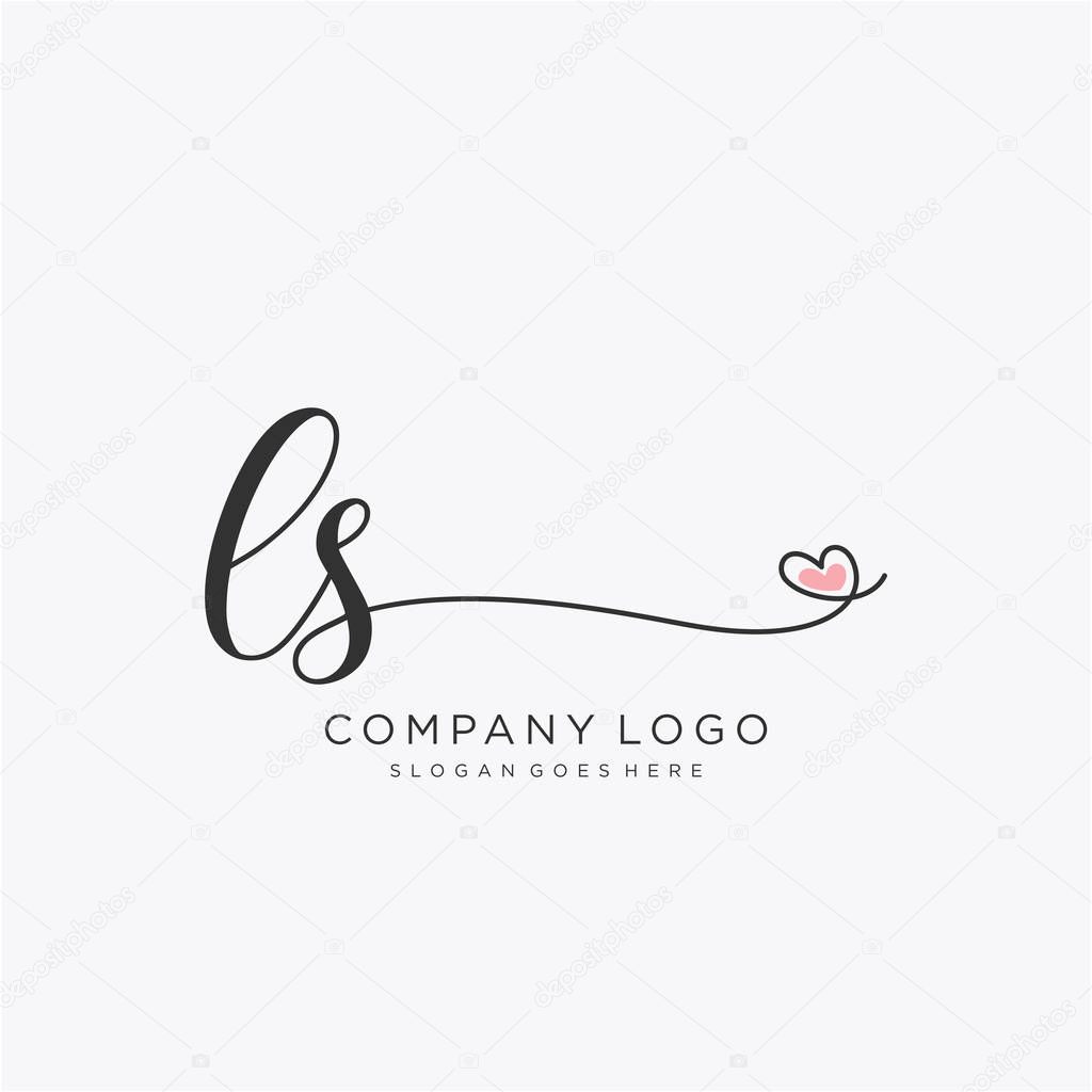 LS Initial handwriting logo design with circle. Beautyful design handwritten logo for fashion, team, wedding, luxury logo.