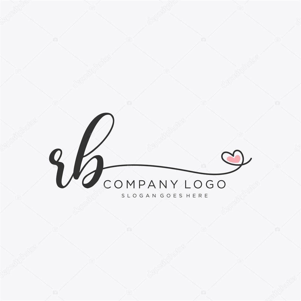 RB Initial handwriting logo design with circle. Beautyful design handwritten logo for fashion, team, wedding, luxury logo.