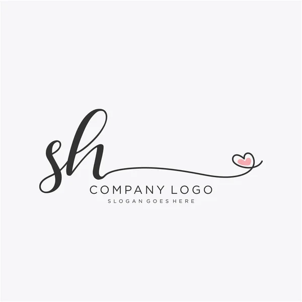 Initial Handwriting Logo Design Circle Beautyful Design Handwritten Logo Fashion — Stock Vector