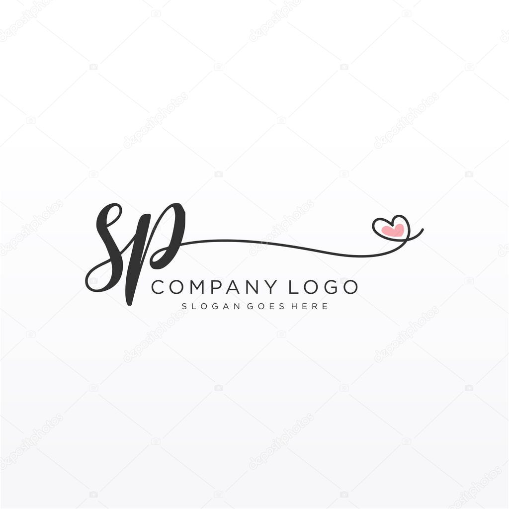 SP Initial handwriting logo design with circle. Beautyful design handwritten logo for fashion, team, wedding, luxury logo.