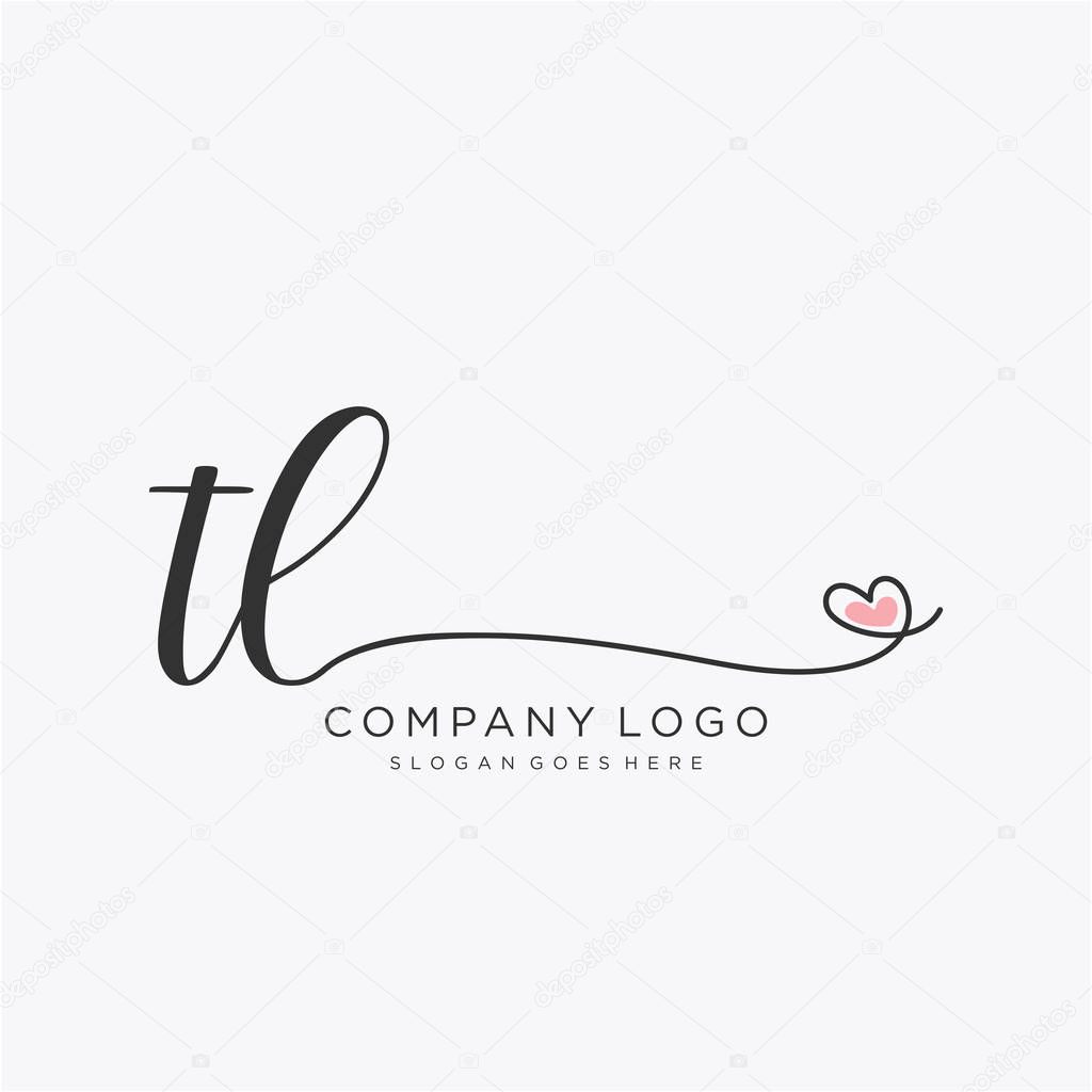 TL Initial handwriting logo design with circle. Beautyful design handwritten logo for fashion, team, wedding, luxury logo.