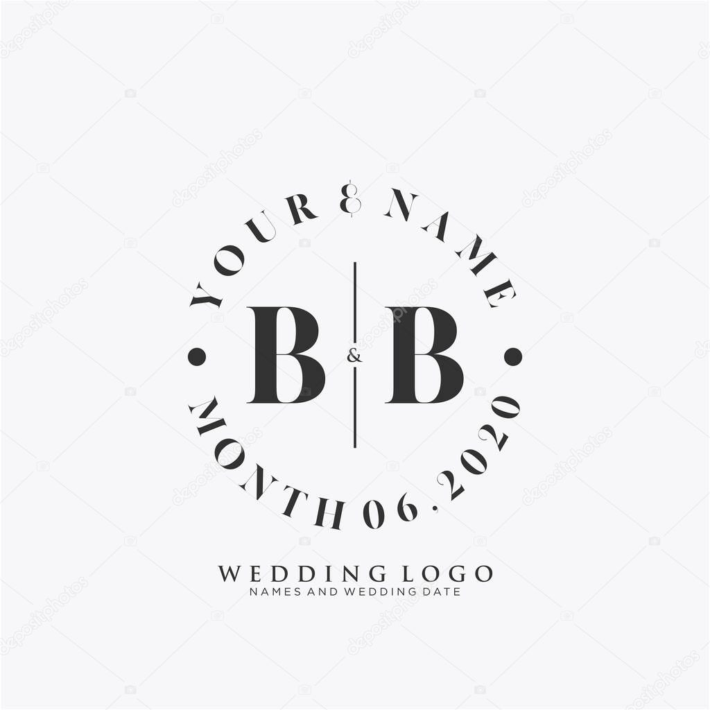 BB Initial beauty monogram and elegant logo design, handwriting logo of initial signature, wedding, fashion, floral and botanical with creative template