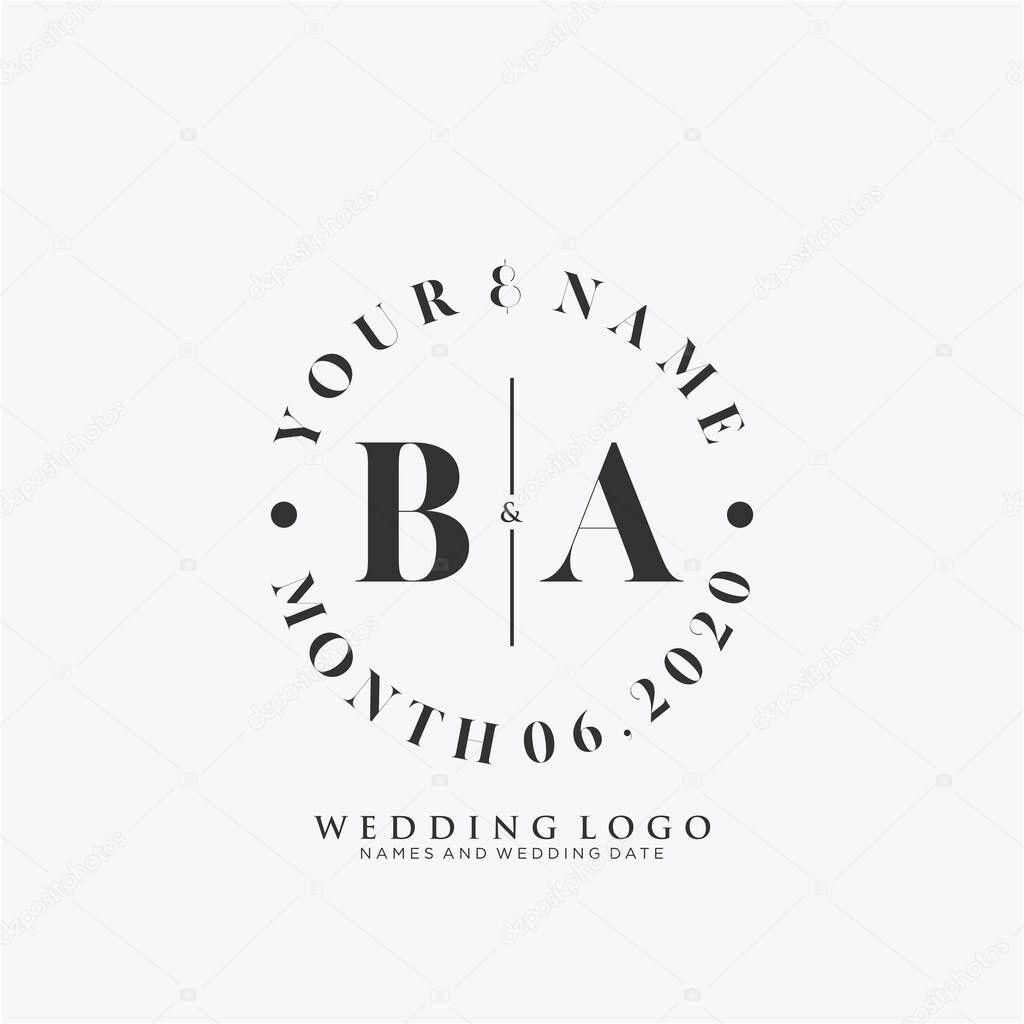 BA Initial beauty monogram and elegant logo design, handwriting logo of initial signature, wedding, fashion, floral and botanical with creative template