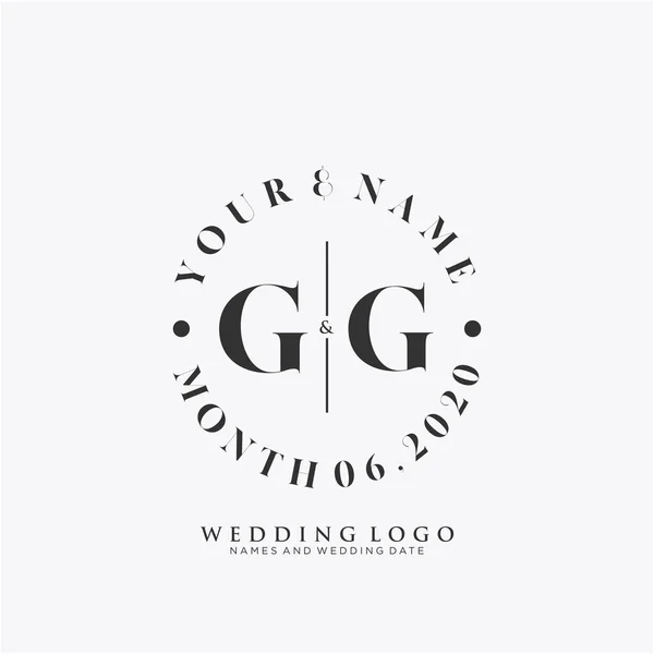 Gg初期の美しさのモノグラムとエレガントなロゴデザイン 創造的なテンプレートと初期署名 結婚式 ファッション 花や植物の手書きのロゴ — ストックベクタ