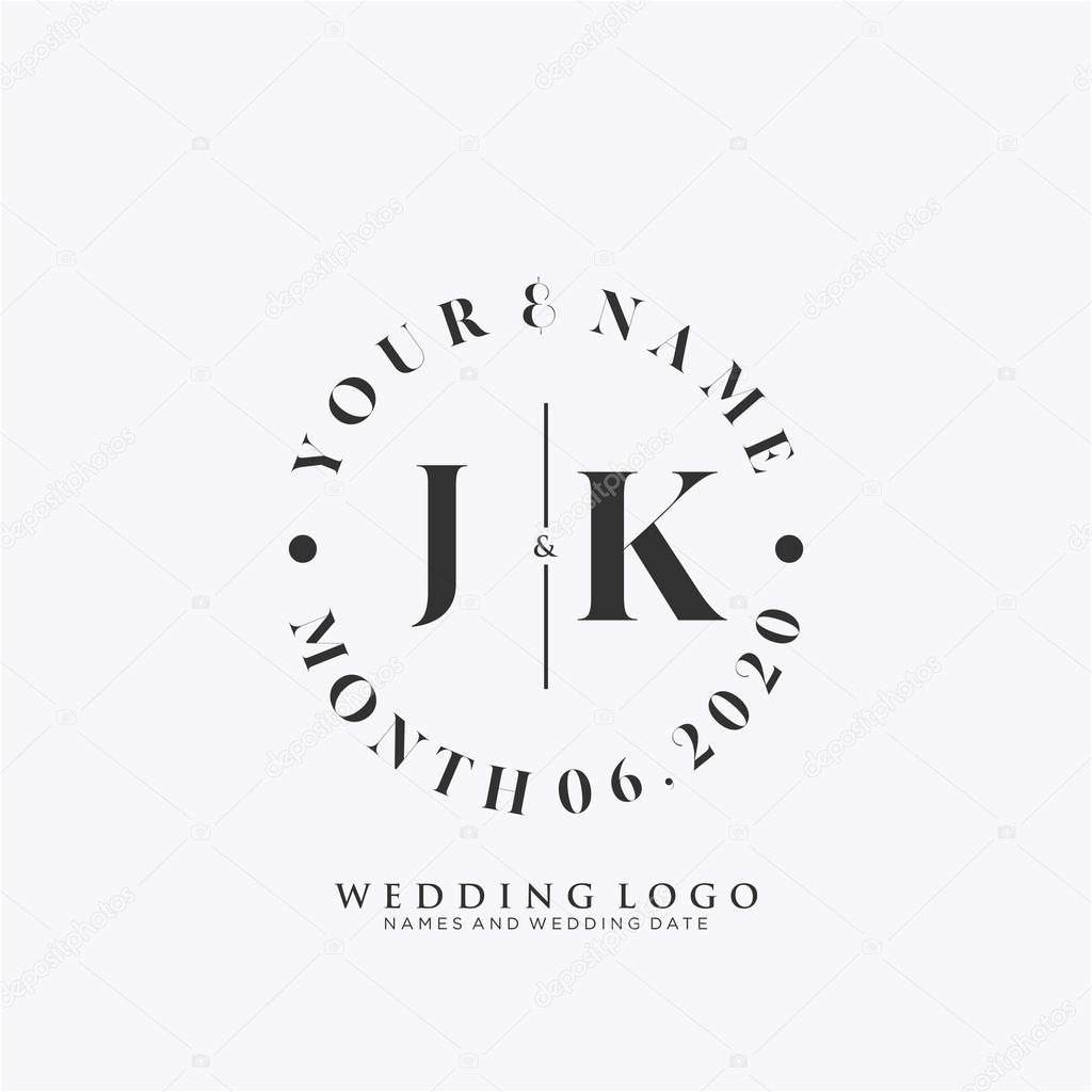 JK Initial beauty monogram and elegant logo design, handwriting logo of initial signature, wedding, fashion, floral and botanical with creative template