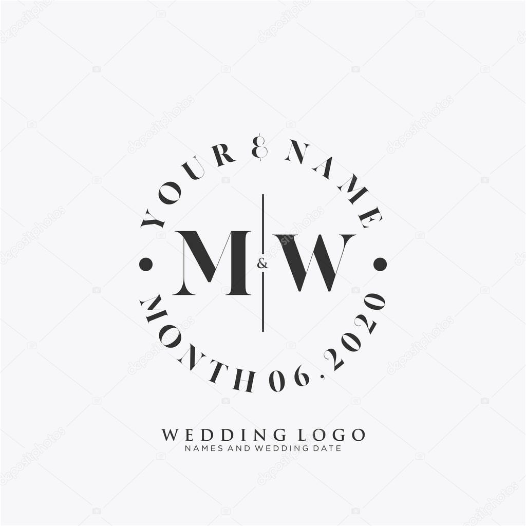 MW Initial beauty monogram and elegant logo design, handwriting logo of initial signature, wedding, fashion, floral and botanical with creative template