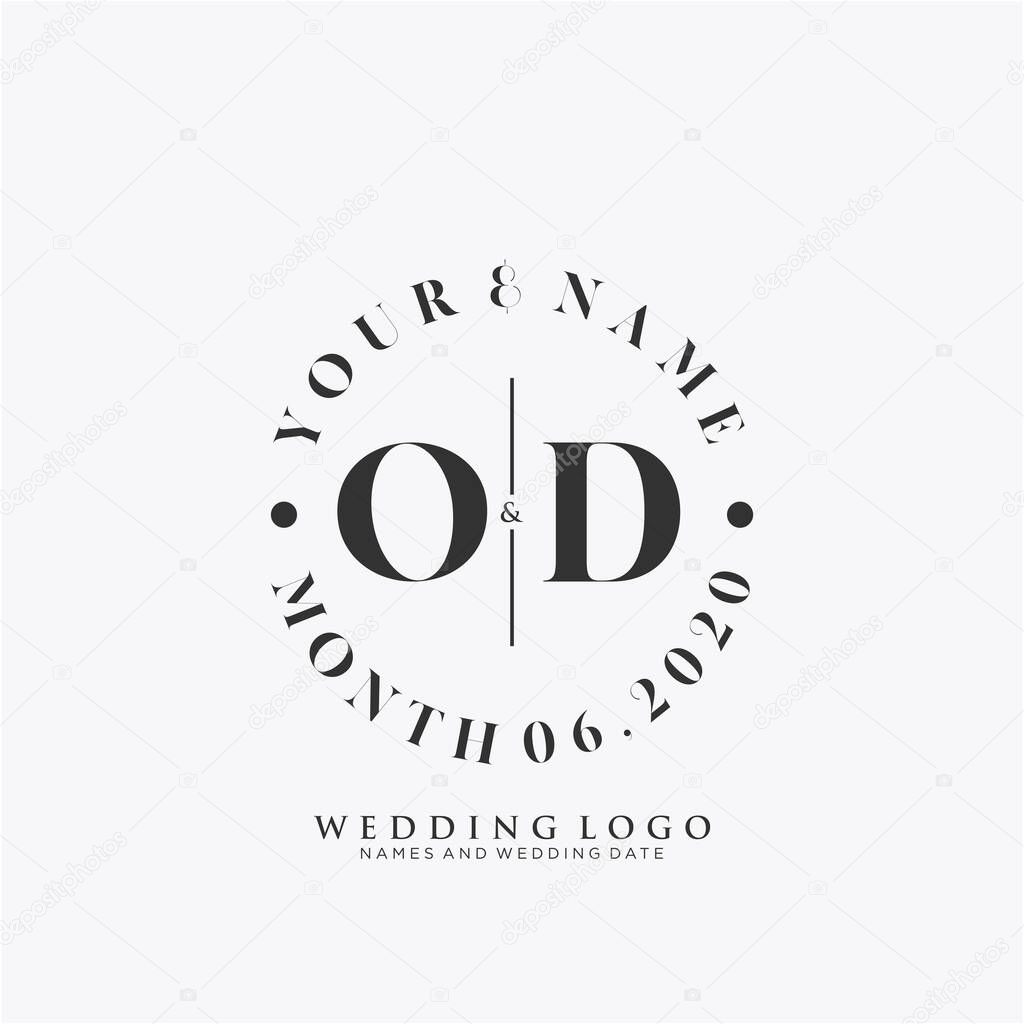 OD Initial beauty monogram and elegant logo design, handwriting logo of initial signature, wedding, fashion, floral and botanical with creative template