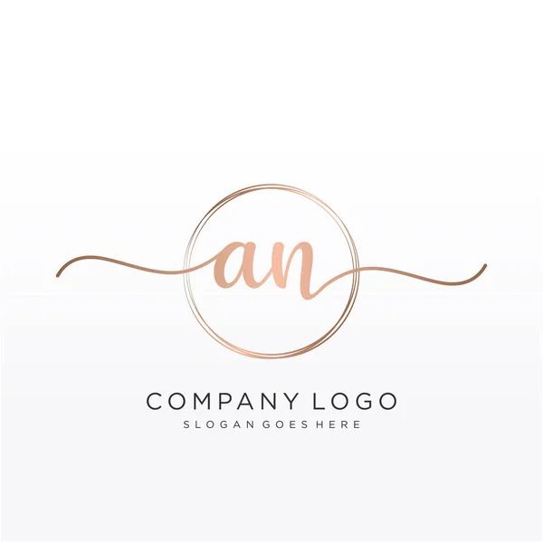 Ursprunglig Handstil Logotyp Med Cirkel Handritad Mall Vektor — Stock vektor
