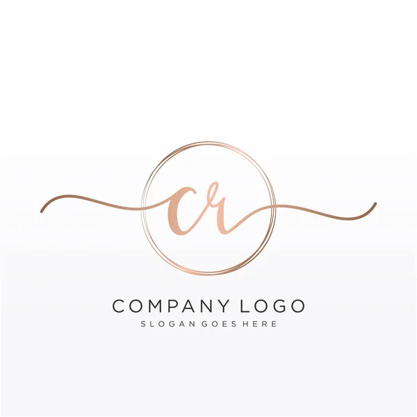 Inledande Handstil Logotyp Med Cirkel Handritad Mall Vektor — Stock vektor