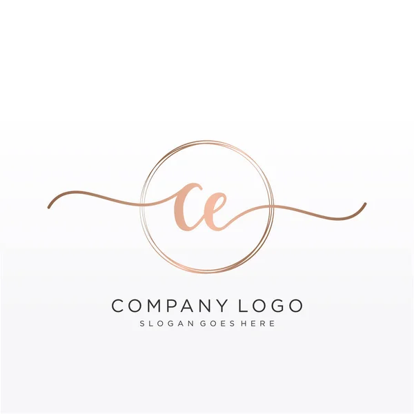 Initial Handwriting Logo Circle Hand Drawn Template Vector — Stock Vector