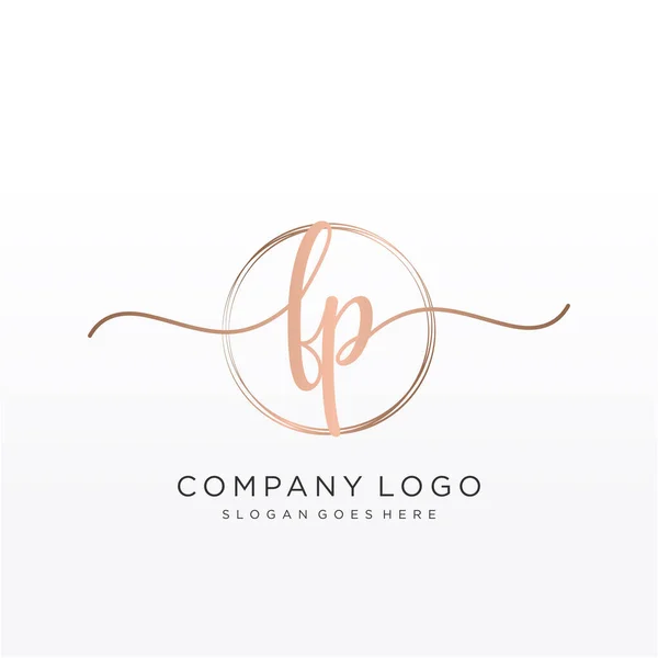 Ursprunglig Handstil Logotyp Med Cirkel Handritad Mall Vektor — Stock vektor