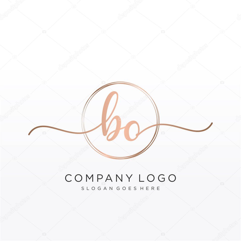 BO Initial handwriting logo with circle hand drawn template vector