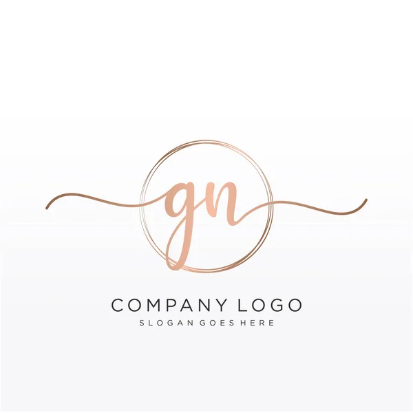 Initial Handwriting Logo Circle Hand Drawn Template Vector — Stock Vector