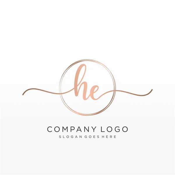 Initial Handwriting Logo Circle Hand Drawn Template Vector — Stock Vector