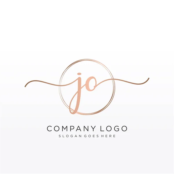 Inicial Logotipo Escritura Mano Con Círculo Dibujado Mano Plantilla Vector — Vector de stock