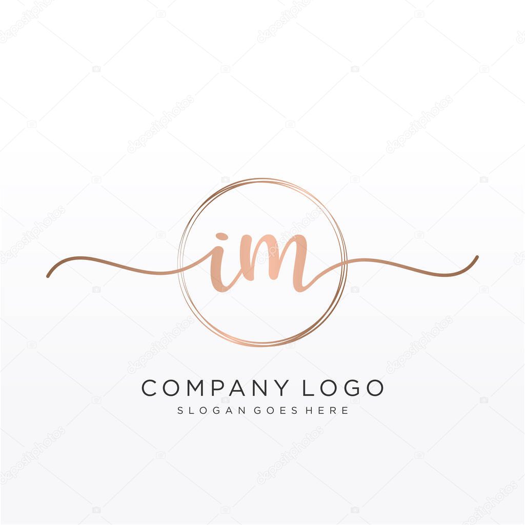 IM Initial handwriting logo with circle hand drawn template vector