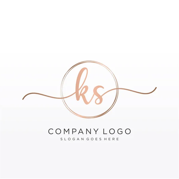 Logotipo Inicial Caligrafia Com Vetor Modelo Desenhado Mão Circular — Vetor de Stock