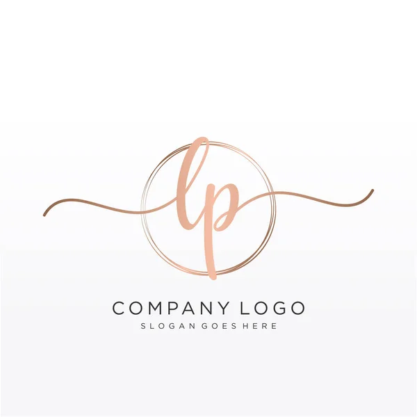 Inicial Logotipo Escritura Mano Con Círculo Dibujado Mano Plantilla Vector — Vector de stock