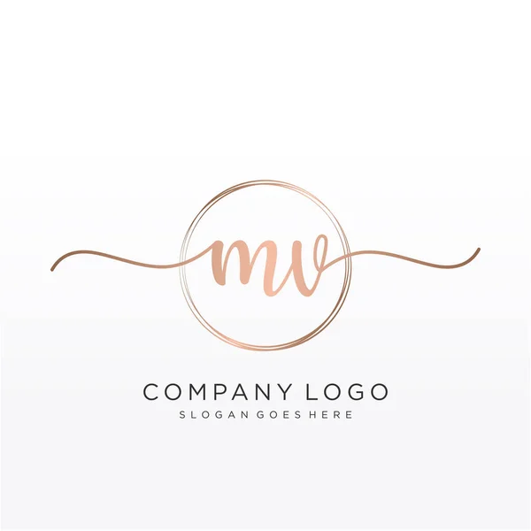 Initial Handwriting Logo Circle Hand Drawn Template Vector — Stock Vector