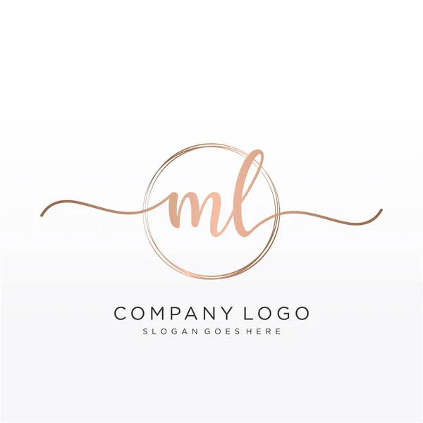 Inicial Logotipo Escritura Mano Con Círculo Dibujado Mano Plantilla Vector — Vector de stock
