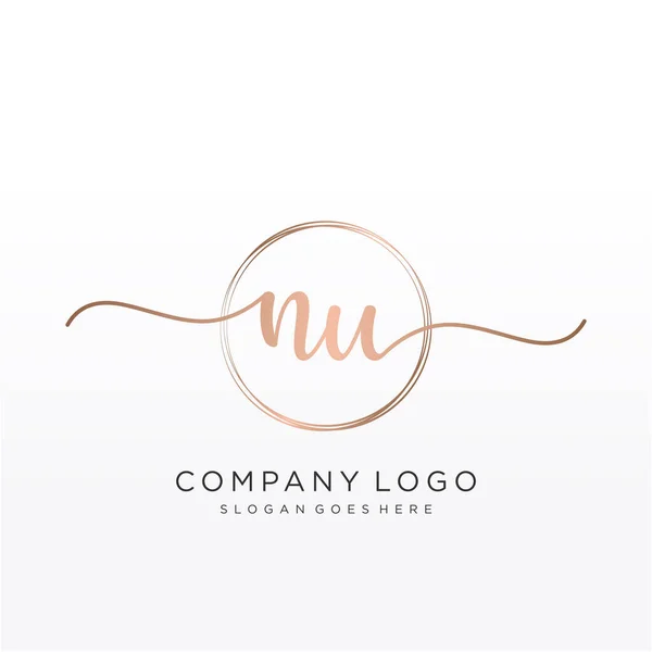 Logotipo Inicial Caligrafia Com Vetor Modelo Desenhado Mão Circular —  Vetores de Stock