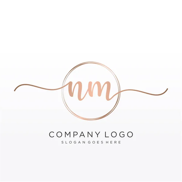 Inicial Logotipo Escritura Mano Con Círculo Dibujado Mano Plantilla Vector — Vector de stock