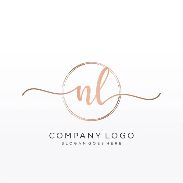 Logotipo Inicial Caligrafia Com Vetor Modelo Desenhado Mão Circular —  Vetores de Stock