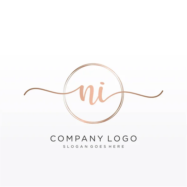 Logotipo Inicial Caligrafia Com Vetor Modelo Desenhado Mão Circular —  Vetores de Stock