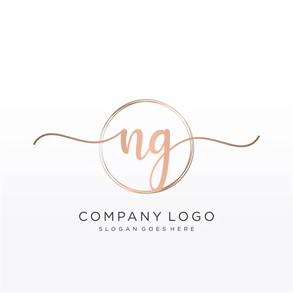 Logotipo Inicial Caligrafia Com Vetor Modelo Desenhado Mão Circular —  Vetores de Stock
