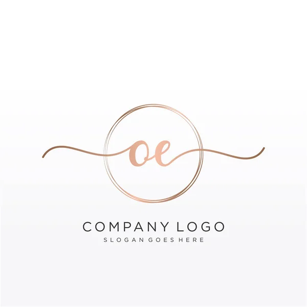 Initial Handwriting Logo Circle Hand Drawn Template Vector — Stock Vector