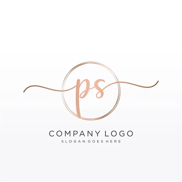 Inicial Logotipo Escritura Mano Con Círculo Dibujado Mano Plantilla Vector — Vector de stock