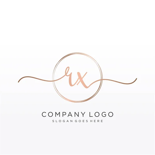 Initial Handwriting Logo Circle Hand Drawn Template Vector — Stock Vector