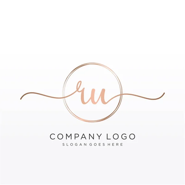 Initial Handstil Logotyp Med Cirkel Handritad Mall Vektor — Stock vektor