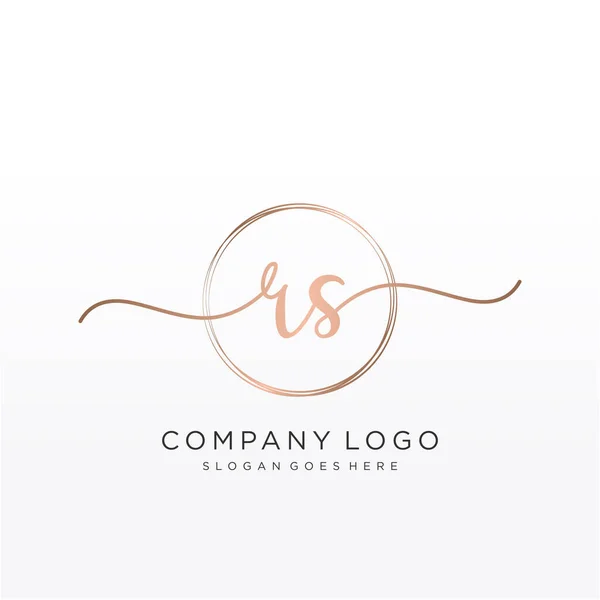 Logotipo Inicial Caligrafia Com Vetor Modelo Desenhado Mão Circular —  Vetores de Stock