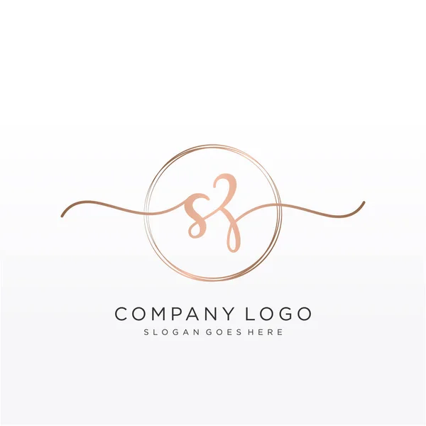 Logo Manuscrit Initial Avec Cercle Dessiné Main Vecteur Modèle — Image vectorielle