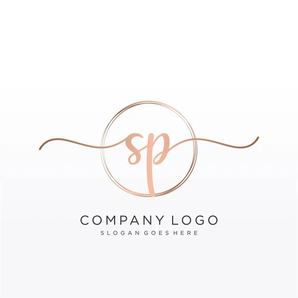 Initial Handwriting Logo Circle Hand Drawn Template Vector — Stock Vector