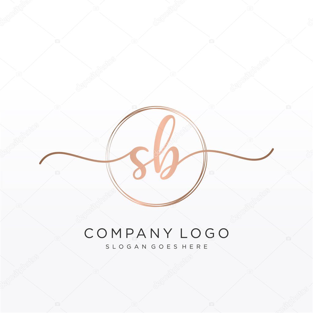 SB Initial handwriting logo with circle hand drawn template vector