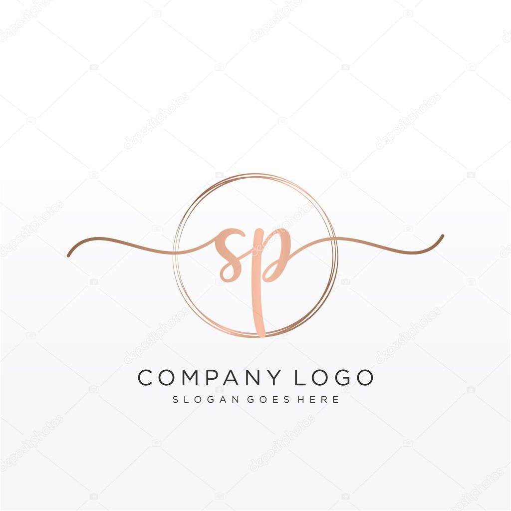 SP Initial handwriting logo with circle hand drawn template vector