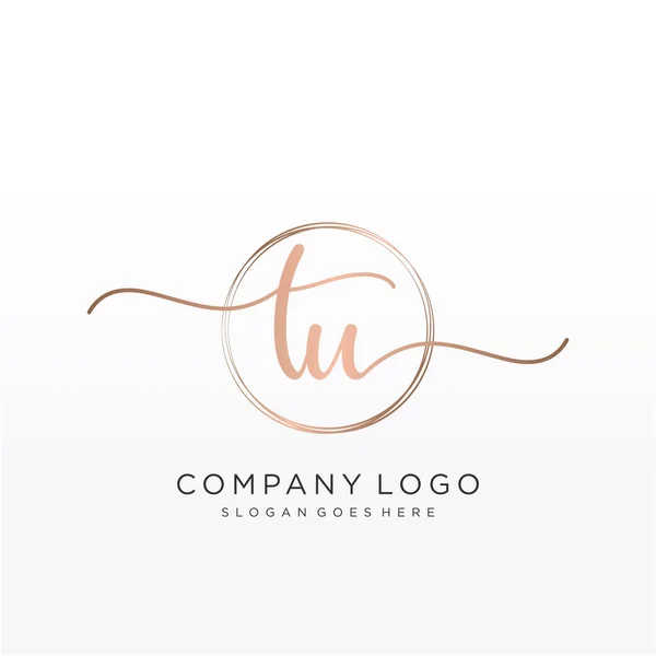 Logotipo Inicial Caligrafia Com Vetor Modelo Desenhado Mão Circular —  Vetores de Stock